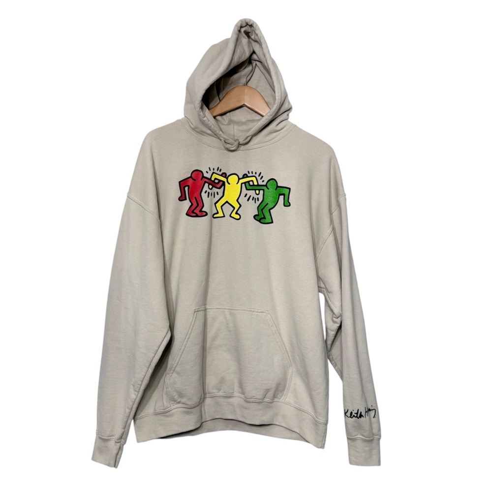 Keith Haring Graphic Print Hoodie Artsy‎ Dancing People Unisex Large